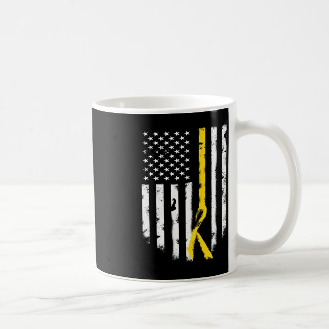Childhood Cancer Awareness  American Flag Ribbon T Coffee Mug (Right)