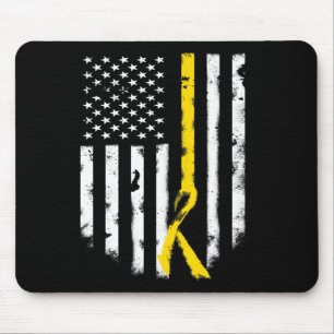 Childhood Cancer Awareness  American Flag Ribbon T Mouse Pad