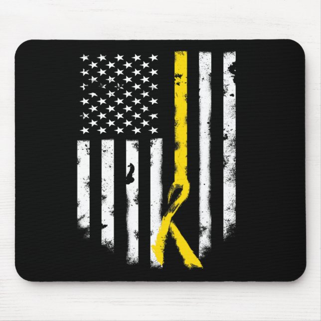 Childhood Cancer Awareness  American Flag Ribbon T Mouse Pad (Front)