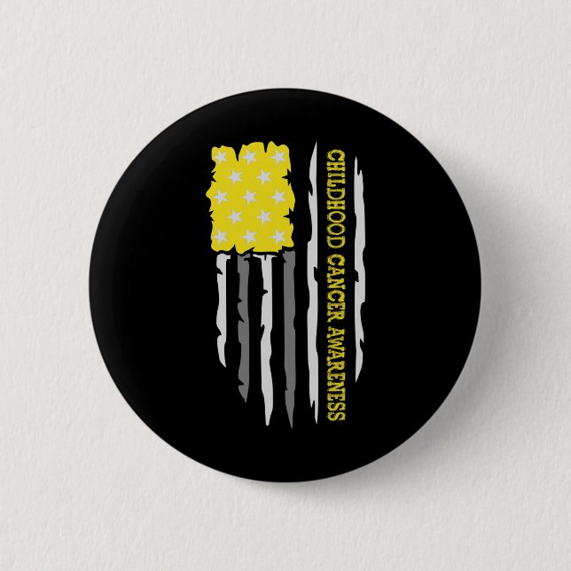 Childhood Cancer Awareness American US Flag  6 Cm Round Badge (Front)