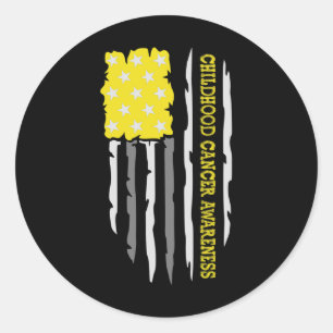Childhood Cancer Awareness American US Flag Classic Round Sticker