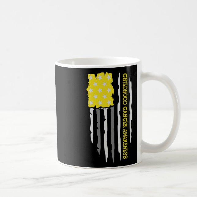 Childhood Cancer Awareness American US Flag  Coffee Mug (Right)