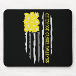 Childhood Cancer Awareness American US Flag Mouse Pad