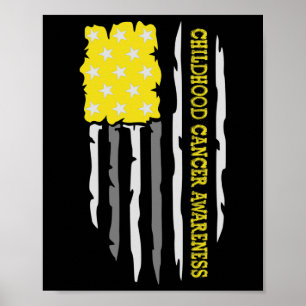 Childhood Cancer Awareness American US Flag  Poster
