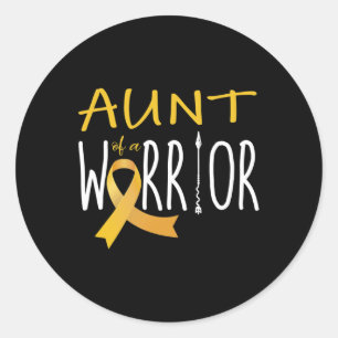 Childhood cancer awareness Aunt of a warrior 1 Classic Round Sticker
