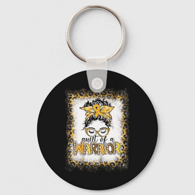 Childhood Cancer Awareness Aunt Of A Warrior Messy Key Ring (Front)