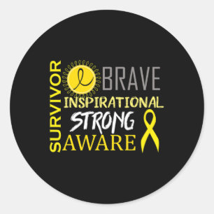 Childhood Cancer Awareness Brave Survivor 1 Classic Round Sticker
