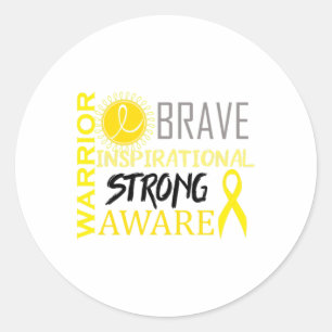 Childhood Cancer Awareness Brave Warrior Classic Round Sticker