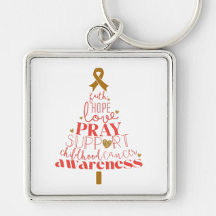 childhood cancer awareness Christmas Tree Key Ring