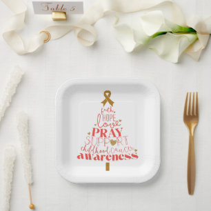 childhood cancer awareness Christmas Tree  Paper Plate