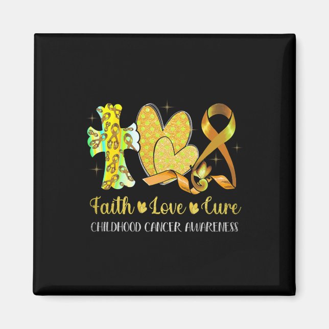 Childhood Cancer Awareness Costume Faith Love Cure Magnet (Front)