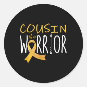 Childhood Cancer Awareness Cousin Of A Warrior Classic Round Sticker