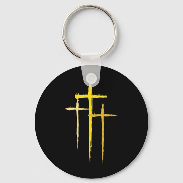 Childhood Cancer Awareness Cross Christian Costume Key Ring (Front)