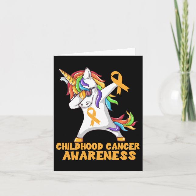 Childhood Cancer Awareness Dabbing Unicorn Warrior Card (Front)