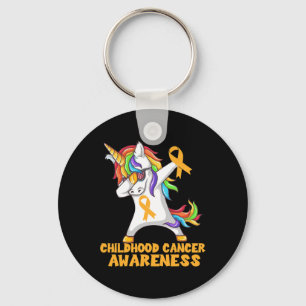 Childhood Cancer Awareness Dabbing Unicorn Warrior Key Ring