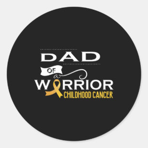 Childhood Cancer Awareness Dad Of A Warrior Classic Round Sticker