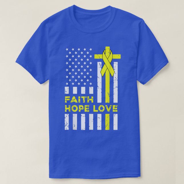 Childhood Cancer Awareness Faith Hope Love Christi T-Shirt (Design Front)