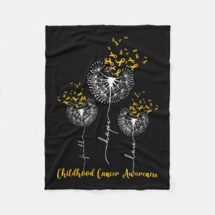 Childhood Cancer Awareness Faith Hope Love Dandeli Fleece Blanket