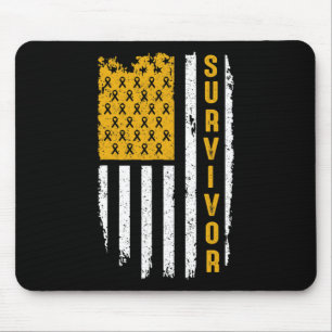Childhood Cancer Awareness Flag Gold Ribbon For Ki Mouse Pad