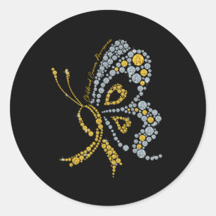 Childhood Cancer Awareness Gold Butterfly Warrior Classic Round Sticker