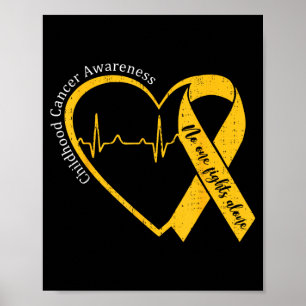 Childhood Cancer Awareness Gold Heart Ribbon Men Poster