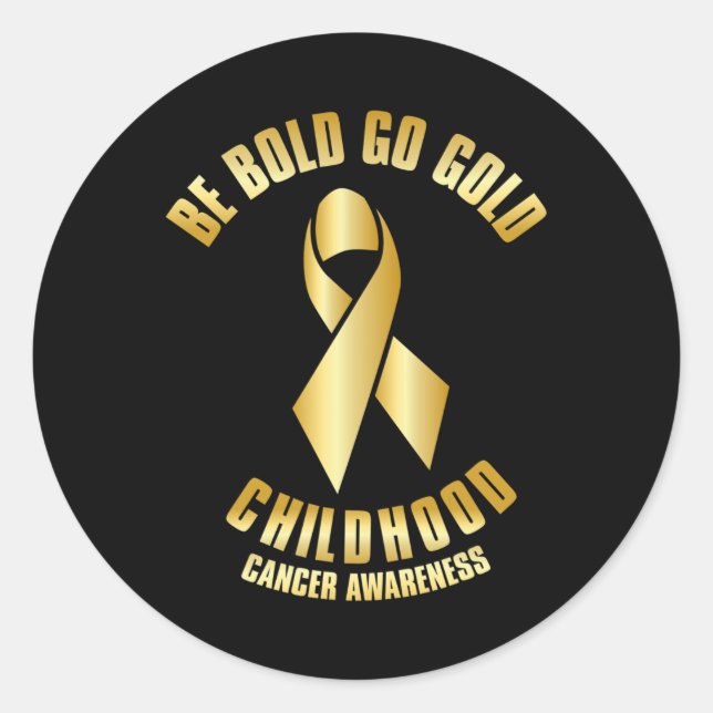 Childhood Cancer Awareness  Gold Ribbon  Classic Round Sticker (Front)