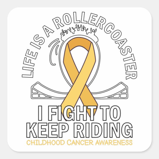 Childhood cancer awareness gold ribbon fight square sticker (Front)