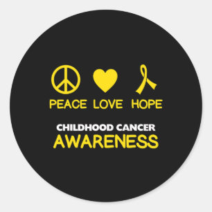 Childhood Cancer Awareness Gold Ribbon Love Heart  Classic Round Sticker