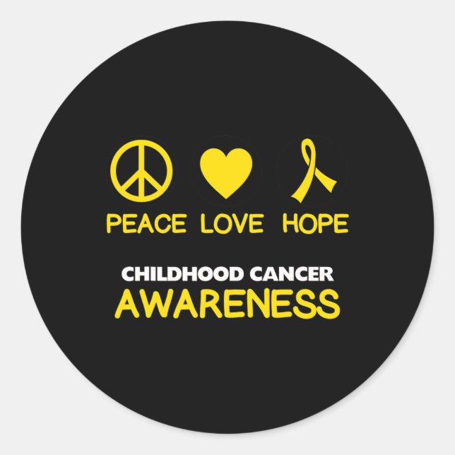 Childhood Cancer Awareness Gold Ribbon Love Heart  Classic Round Sticker (Front)