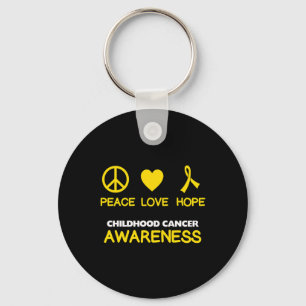Childhood Cancer Awareness Gold Ribbon Love Heart Key Ring