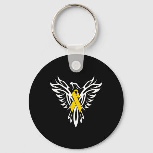 Childhood Cancer Awareness Gold Ribbon Phoenix Key Ring