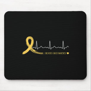 Childhood Cancer Awareness Heartbeat Gold Ribbon Mouse Pad