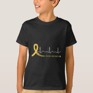 Childhood Cancer Awareness Heartbeat Gold Ribbon T-Shirt