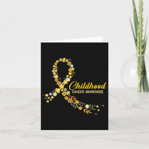 Childhood Cancer Awareness Hippie Flower Gold Ribb Card