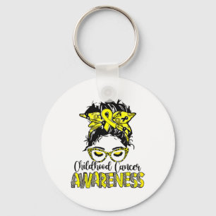 Childhood Cancer Awareness Leopard And Gold Ribbon Key Ring