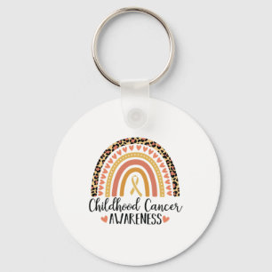 Childhood Cancer Awareness Leopard Print Rainbow 1 Key Ring