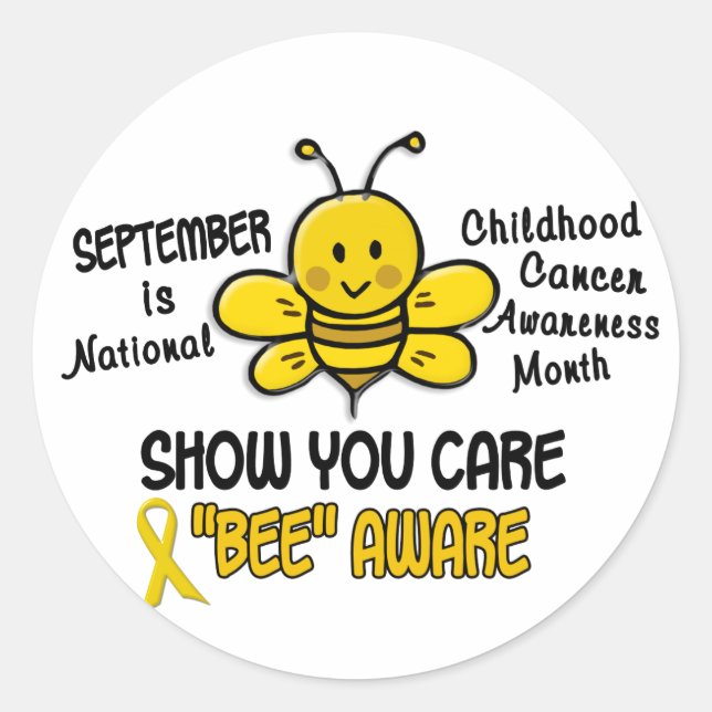 Childhood Cancer Awareness Month Bee 1.1 Classic Round Sticker (Front)