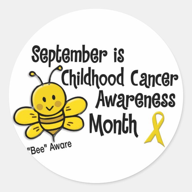 Childhood Cancer Awareness Month Bee 1.3 Classic Round Sticker (Front)