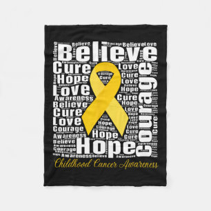Childhood Cancer Awareness Month Believe Hope Cour Fleece Blanket