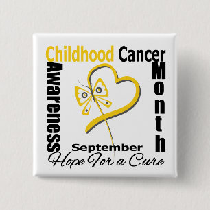 Childhood Cancer Awareness Month Butterfly Heart 15 Cm Square Badge