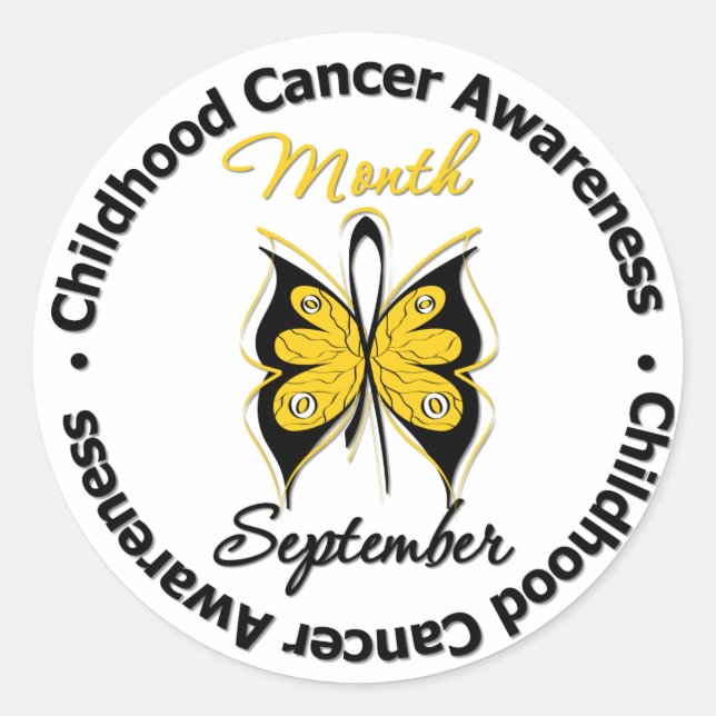 Childhood Cancer Awareness Month Butterfly v4 Classic Round Sticker (Front)