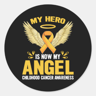 Childhood Cancer Awareness Month My Hero Is Now My Classic Round Sticker