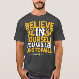 Childhood Cancer Awareness Motivation Yellow Ribbo T-Shirt
