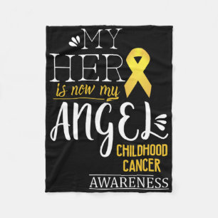 Childhood Cancer Awareness My Hero Is Now My Angel Fleece Blanket