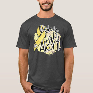 Childhood Cancer Awareness Nobody Fights Alone Gol T-Shirt