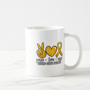 Childhood Cancer Awareness Peace Love Cure Childho Coffee Mug
