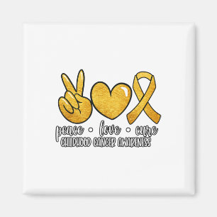 Childhood Cancer Awareness Peace Love Cure Childho Magnet