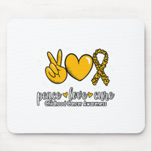 Childhood Cancer Awareness Peace Love Cure Childho Mouse Pad