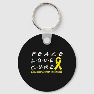 Childhood Cancer Awareness Peace Love Cure  Key Ring