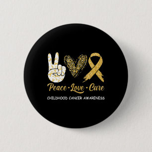 Childhood Cancer Awareness Peace Love Cure Leopard 6 Cm Round Badge